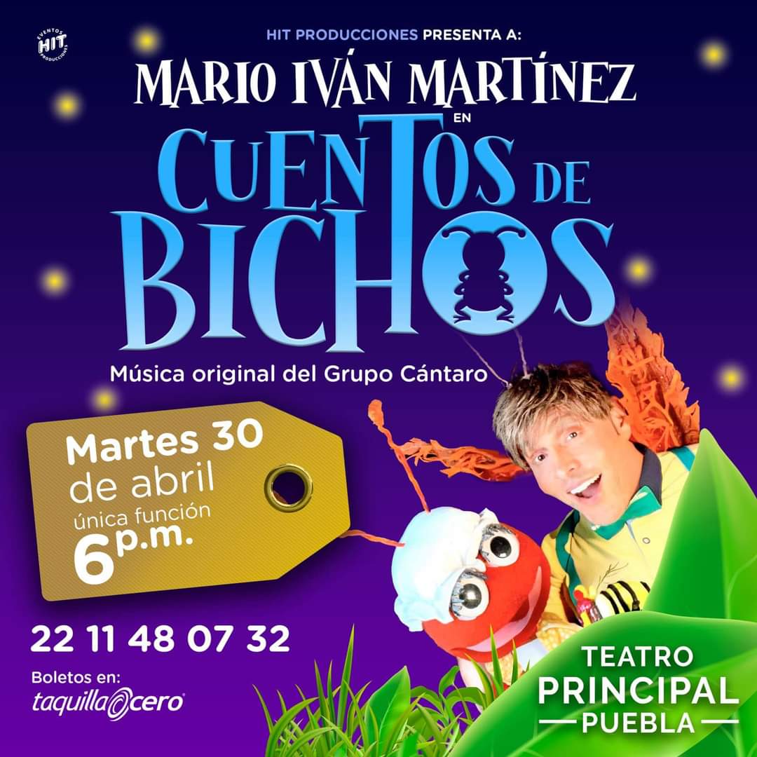 🎉 Este día de la niña y el niño, el #TeatroPrincipalPuebla se llena de magia con la obra 'Cuentos de Bichos'. 🦋📚 No te pierdas esta aventura llena de color y fantasía. Única función a las 18:00 horas. ¡Les esperamos para compartir juntos momentos de diversión y felicidad! 🎭