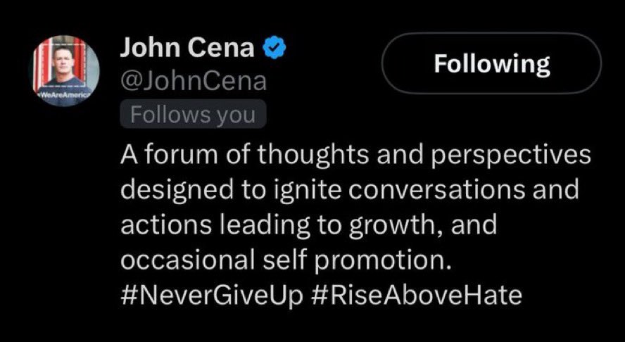 Our Hollywood fan base continues to grow! We’ve now got actor and @WWE superstar @JohnCena following us! Thanks for your support, we really appreciate it #Wrexham 🏴󠁧󠁢󠁷󠁬󠁳󠁿🇺🇸🇨🇦#WrexhamIsTheName #TinselTown #UpTheTown @WrexhamFX @MaximumEffort @VancityReynolds @RMcElhenney @michaelsheen