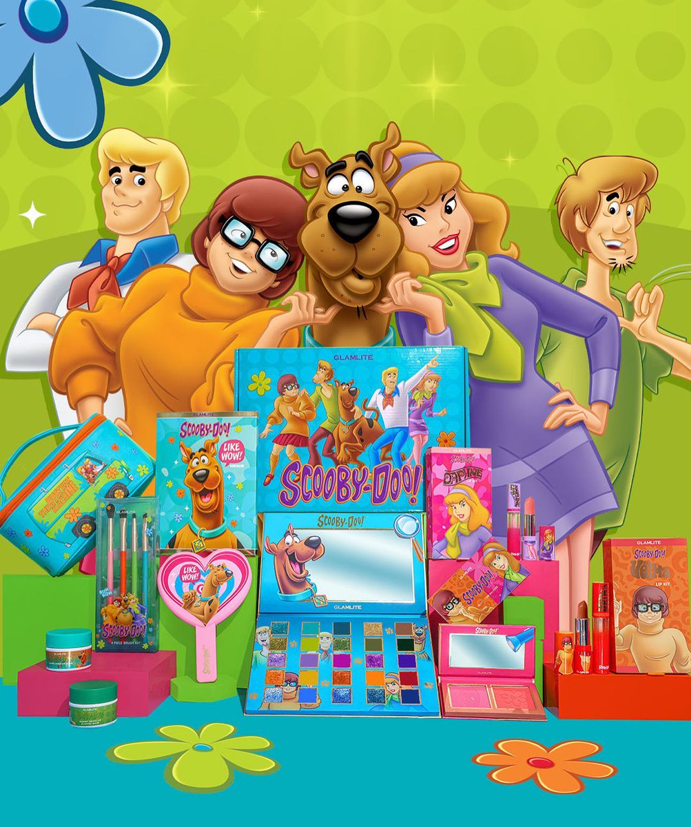 ON THIS DAY... April 30, 2023 - Glamlite released their Spring Scooby-Doo Collection including a 25 color palette, Daphne Lip Kit, Velma Lip Kit, Daphne and Velma Blush, Scooby Snacks Lip Care, mirror, make-up brush, make-up bag and bundles. #scoobydoohistory #ScoobyDoo