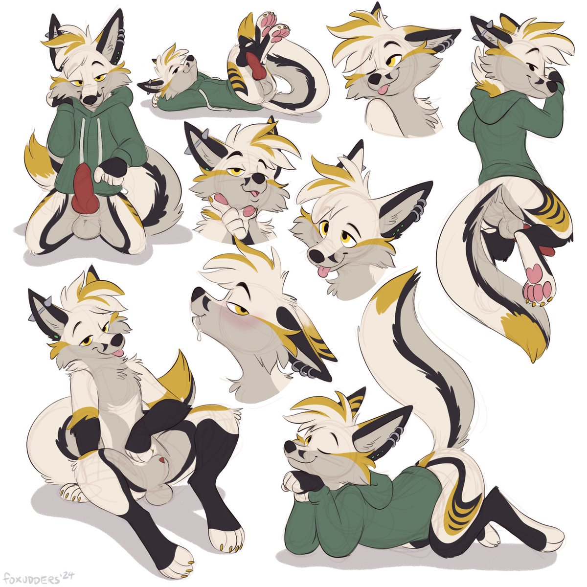 𝘚𝘰𝘮𝘦𝘰𝘯𝘦'𝘴 𝘭𝘦𝘵𝘵𝘪𝘯𝘨 𝘪𝘵 𝘢𝘭𝘭 𝘩𝘢𝘯𝘨 𝘰𝘶𝘵...~ Doodle sheet for @JasFoxxinAbout, doing just that!