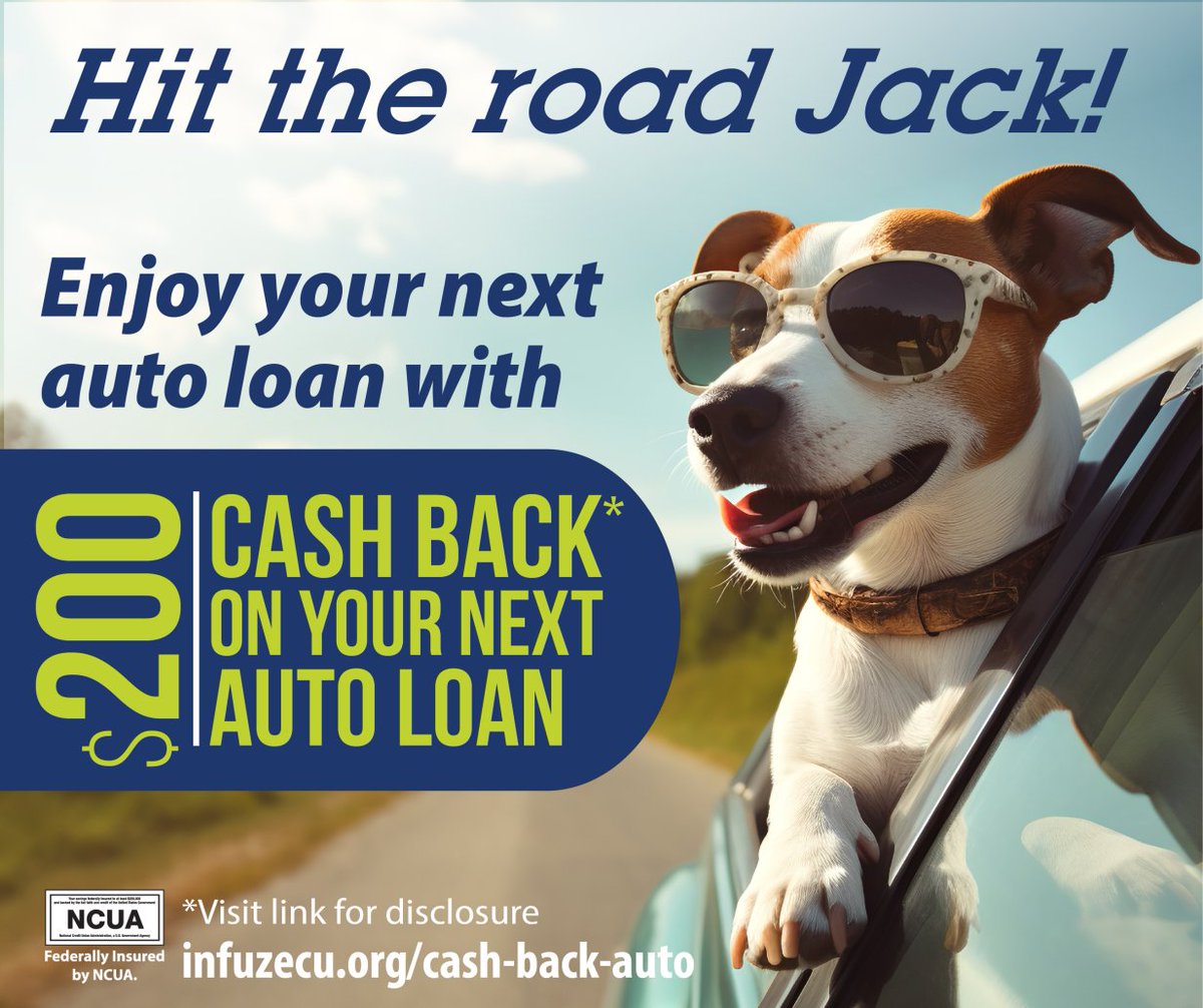 🎉 Hit the road with a sweet deal!
Score $200 cash back* when you purchase or refinance a vehicle with Infuze Credit Union. Drive off with extra cash in your pocket! 
*Learn more at infuzecu.org/cash-back-auto

#Missouriautosales #cashback #AutoLoanRates #AutoDeals #VehicleFinancing