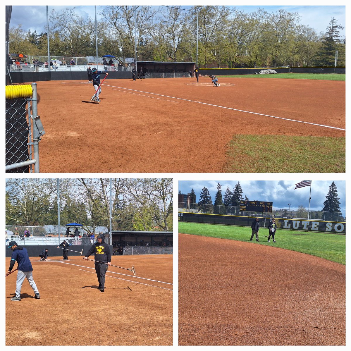 PLU_AD's tweet photo. There are grounds crews, then there are PNW grounds crews...then there is The Luteball grounds crew!!  #TheBestofTheBest #GoLutes https://t.co/3iVoU4xkP4
