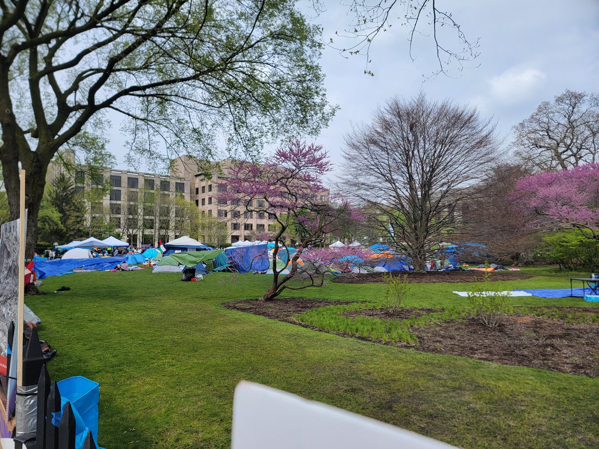 Back at the camp, things are more or less back to normal but with a ton of people on the drum corps and chanters outside the fence. Seems all of the counrerprotesters have departed as far as I can tell.