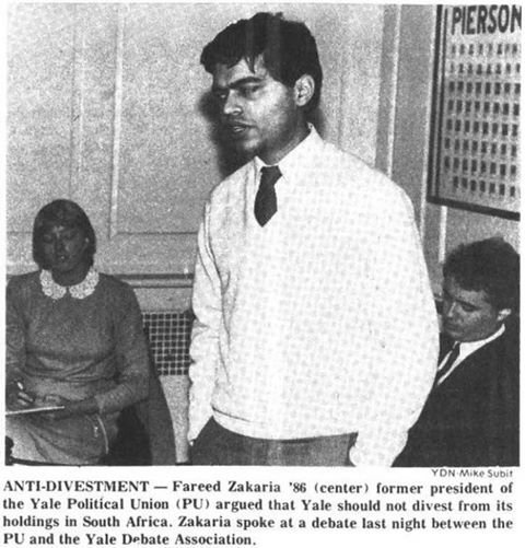 Flashback,  Fareed at Yale arguing against boycotting apartheid South Africa.

Nothing has changed.