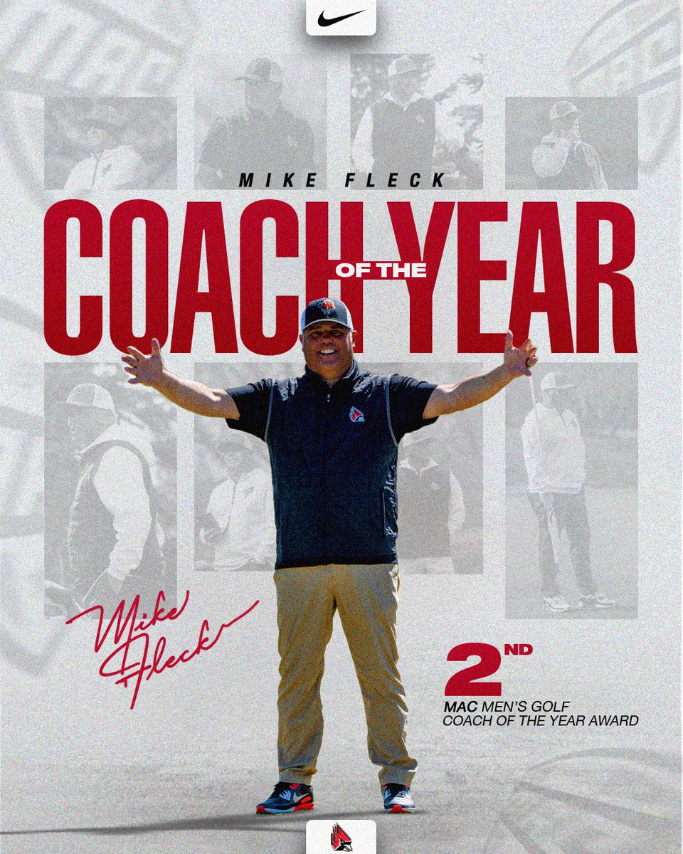 Ball State Menโs Golf (@ballstatemgolf) on Twitter photo Our coach. Our leader.
Congrats <a href="/mikefleck/">Mike Fleck</a> on being named the 2024 MAC Menโs Golf Coach of the Year!! ๐
#ChirpChirp x #WeFly Our coach. Our leader.
Congrats <a href="/mikefleck/">Mike Fleck</a> on being named the 2024 MAC Menโs Golf Coach of the Year!! ๐
#ChirpChirp x #WeFly