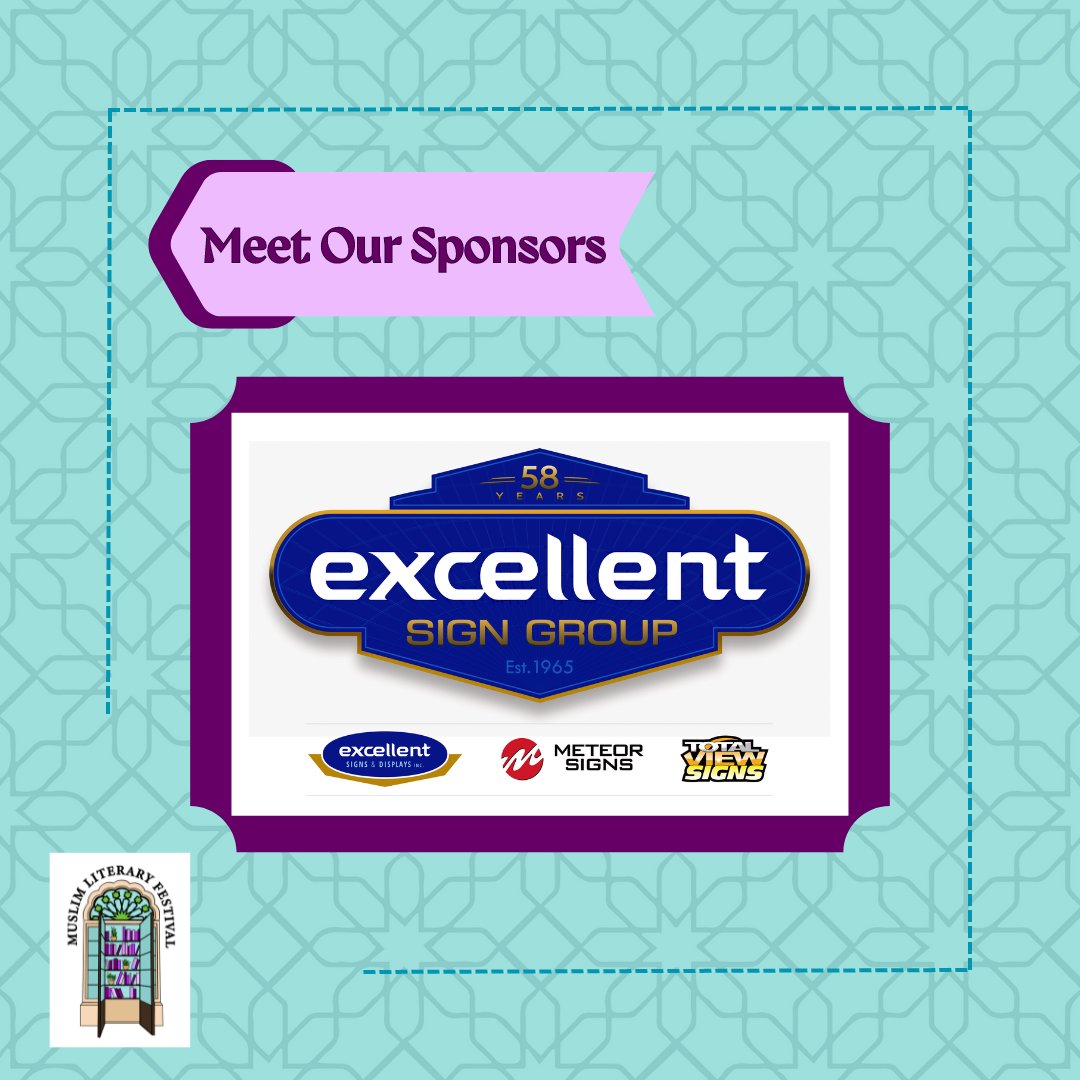 Presenting our third sponsor: The Excellent Sign Group! 

The Excellent Sign Group has been specializing in custom signage and fabrication since 1965. Muslim Literary Festival is proud to be sponsored by the Excellent Sign Group in our inaugural year.

#canlit #torontoevents