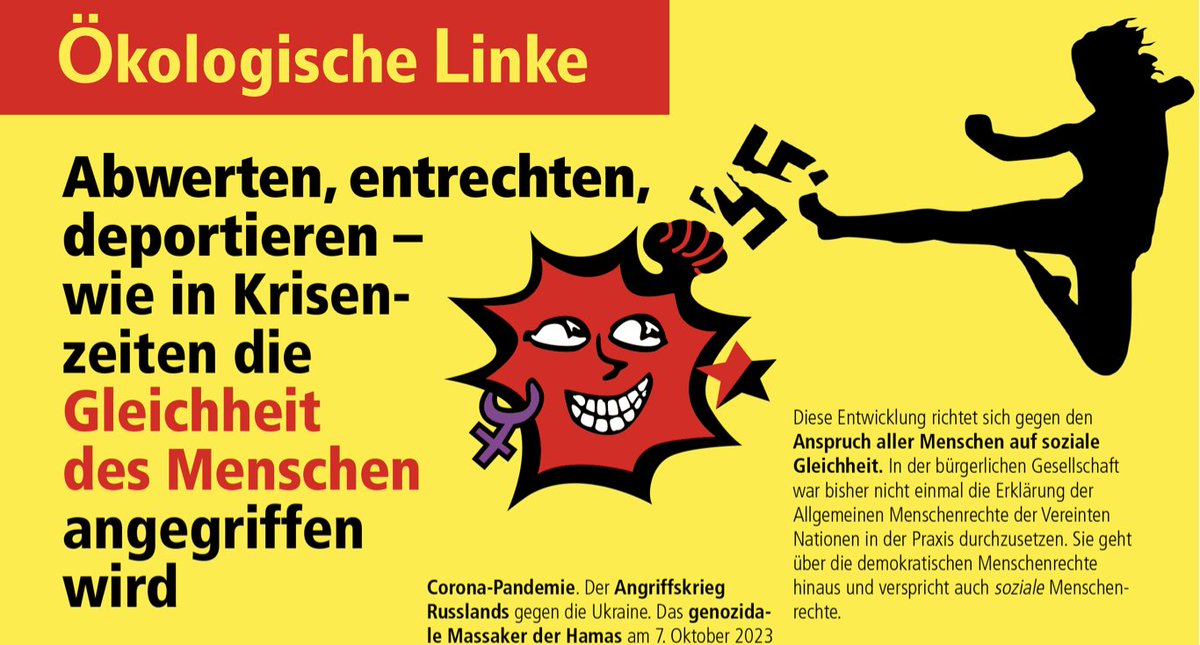 »Abwerten, entrechten, deportieren – wie in Krisenzeiten die Gleichheit des Menschen angegriffen wird« . Die Ökologische Linke hat ein neues, kluges Flugblatt veröffentlicht. Möge es weit fliegen! @OekoLinX_ARL