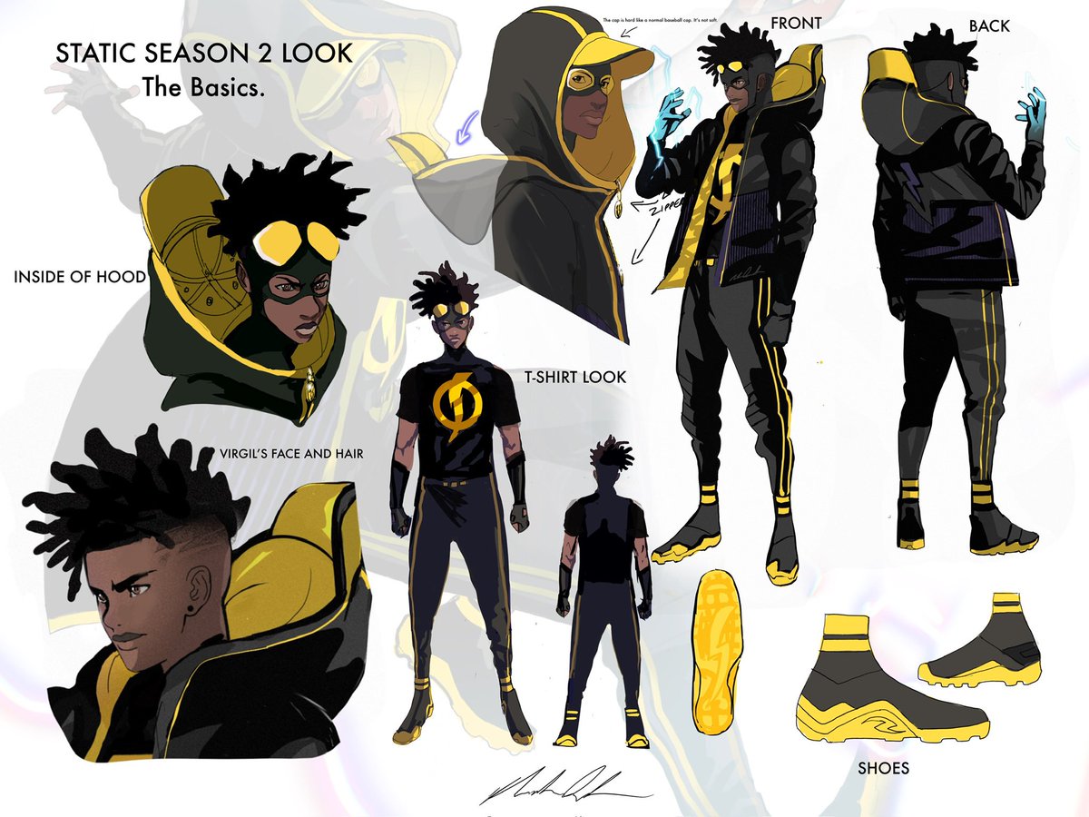Happy #nationalsuperheroday ! Here is a thread 🧵 some of the MANY designs I’ve done for #static over the course of me working on the character. I’ve given Virgil Hawkins so many different outfits… I have my favorites, but I figured I’d show these off again… for no reason in…