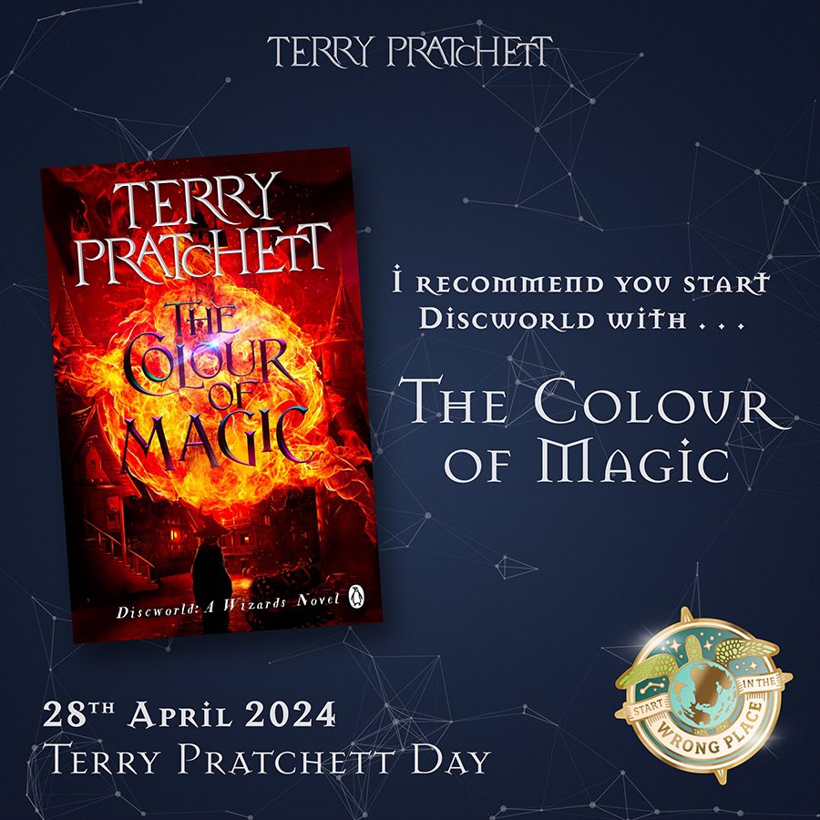 Sod it, I’ll say it. Start with The Colour of Magic. Start where those of us that were there in the beginning started. Let the Discworld unfold for you as it did for us. 

Let it unfold for you as it did for Terry. 

#StartInTheWrongPlace
@PratchettOnline #TerryPratchettDay