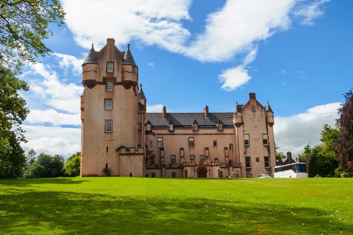 Fyvie castle, Aberdeenshire
 ghostly Green Lady thought to be Dane Lilias Drummond, died of a broken heart when her husband Sir Alexander Seton began having an affair. Her name is carved into the castle walls claimed this act was carried out by her angry ghost after his death.