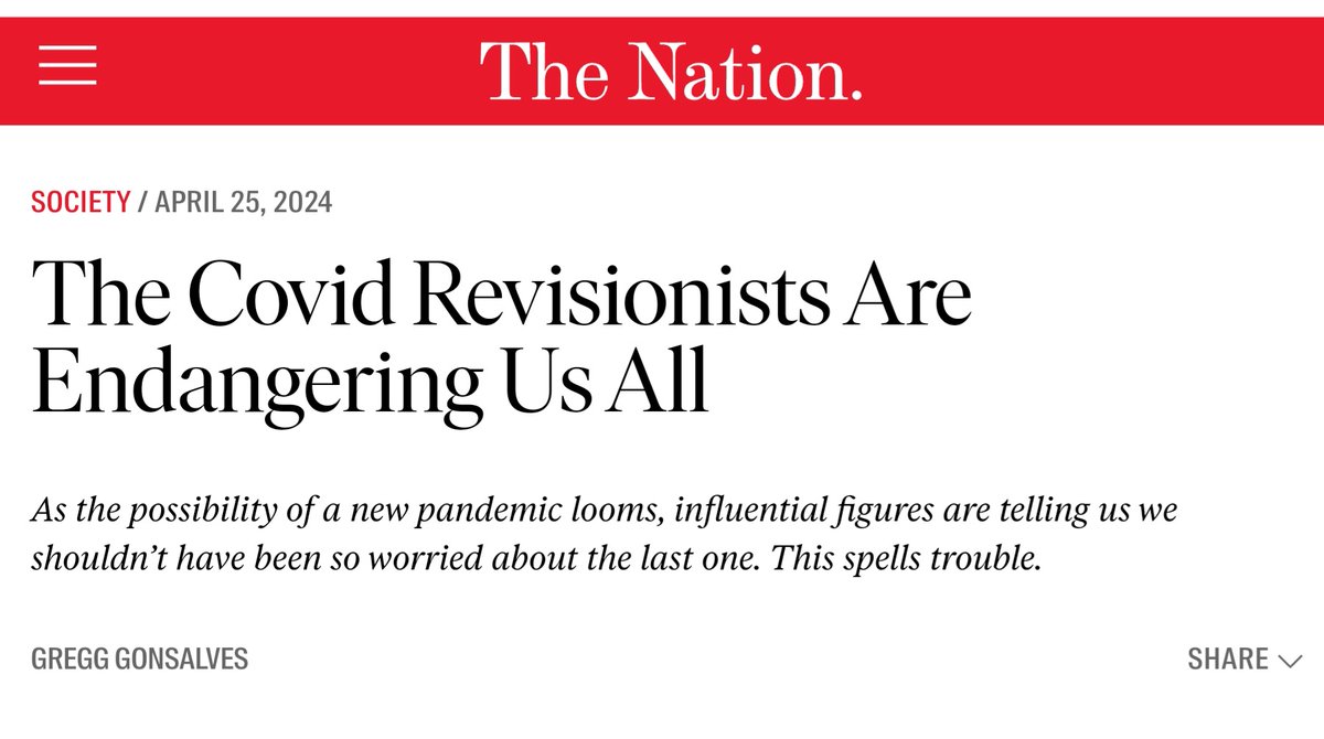 Great piece on pandemic revisionism. 'It’s incumbent on those of us in public health to push back against these narratives from the media, from within certain quarters of public health and clinical medicine. Lives depend on it. There is a lot to learn from the past four years...