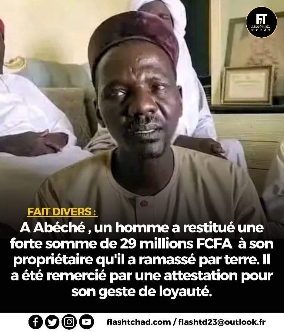 Cet homme mérite le prix de l'honnêteté. #Tchad