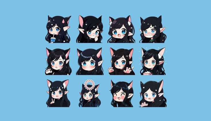 Custom emotes for your Model in Chibi Style
Dm for more info 
#twitchstreamer #vtuber #smallstreamer #twitchprime
Ref image from web