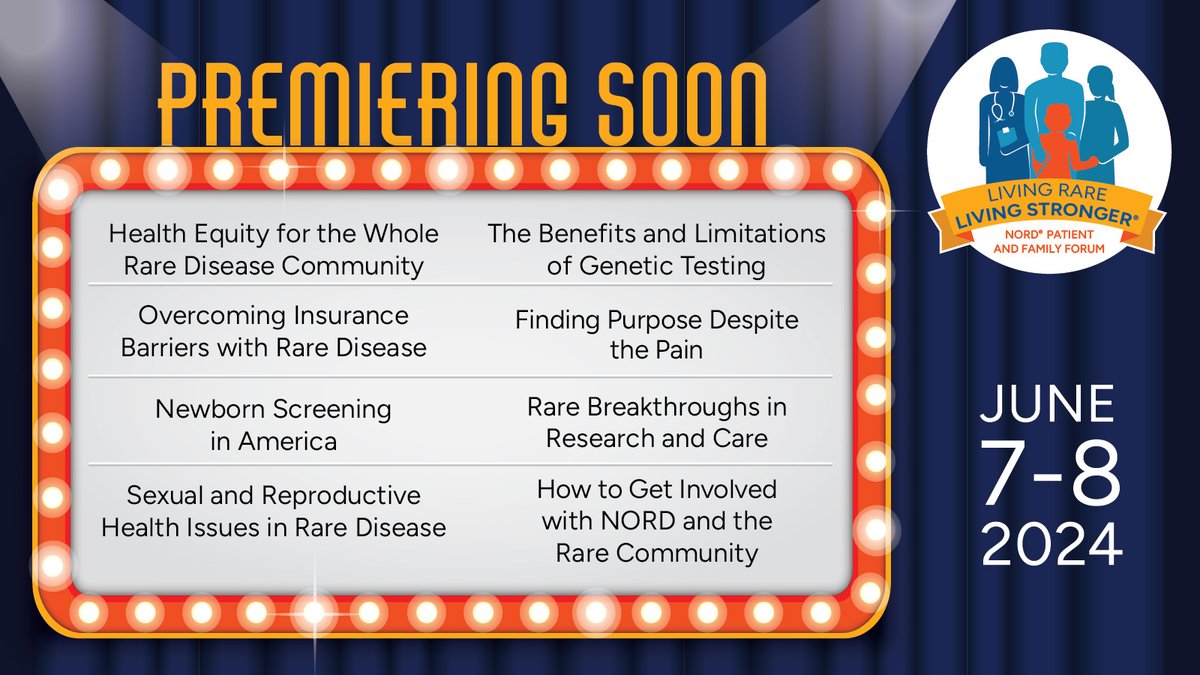 Curious what's in store for the 2024 NORD #LivingRareForum? Join us in Los Angeles, California or virtually this June to attend these sessions on important #RareDisease topics and meet zebras from around the country! Read the full agenda & register here: bit.ly/3o8ay4Y
