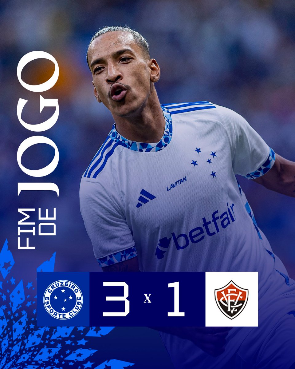 🕘Fim de jogo e VITÓRIA DO CRUZEIROOO! ⚽ Matheus Pereira, Rafa Silva e Arthur Gomes fizeram os nossos gols. + 3 pontos no Brasileirão! VAMOOOOS 🔷 #CRUxVIT | 3-1 | 🔷 #SouCruzeiroTradição