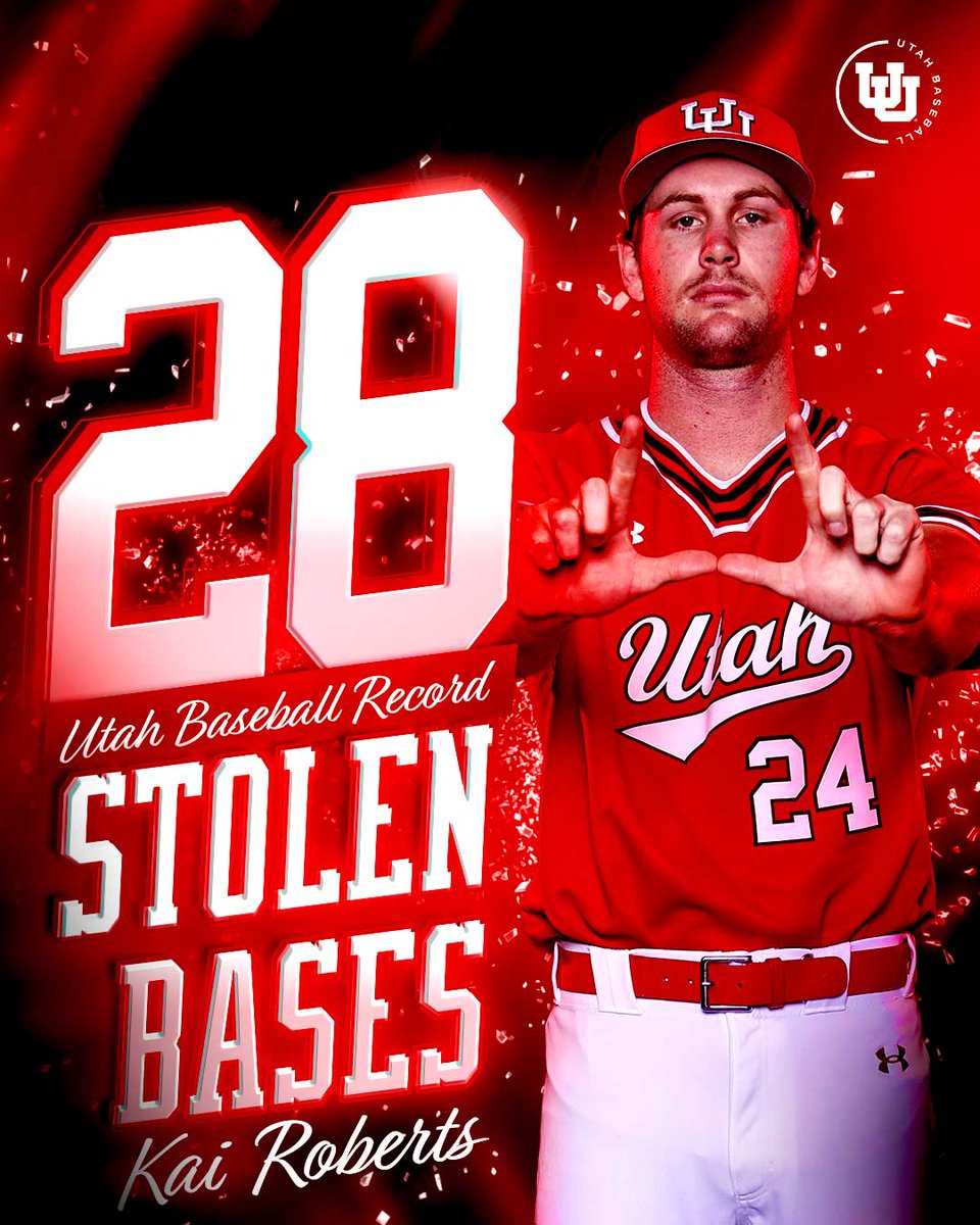 🚨PROGRAM RECORD🚨 Make it 2️⃣8️⃣ stolen bases on the season for @kairoberts00--breaking a Utah record that stood since 1997 Congrats Kai‼️