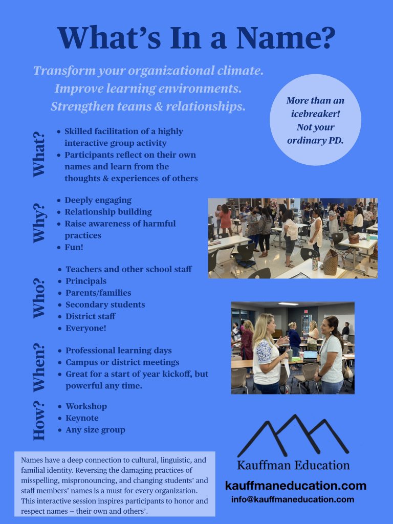 Superintendents, principals & district department leaders! Start the new school year or summer PD w/ team building that will make your school & district environments more welcoming, supportive & inclusive for all. We’d love to customize a transformative experience for you!