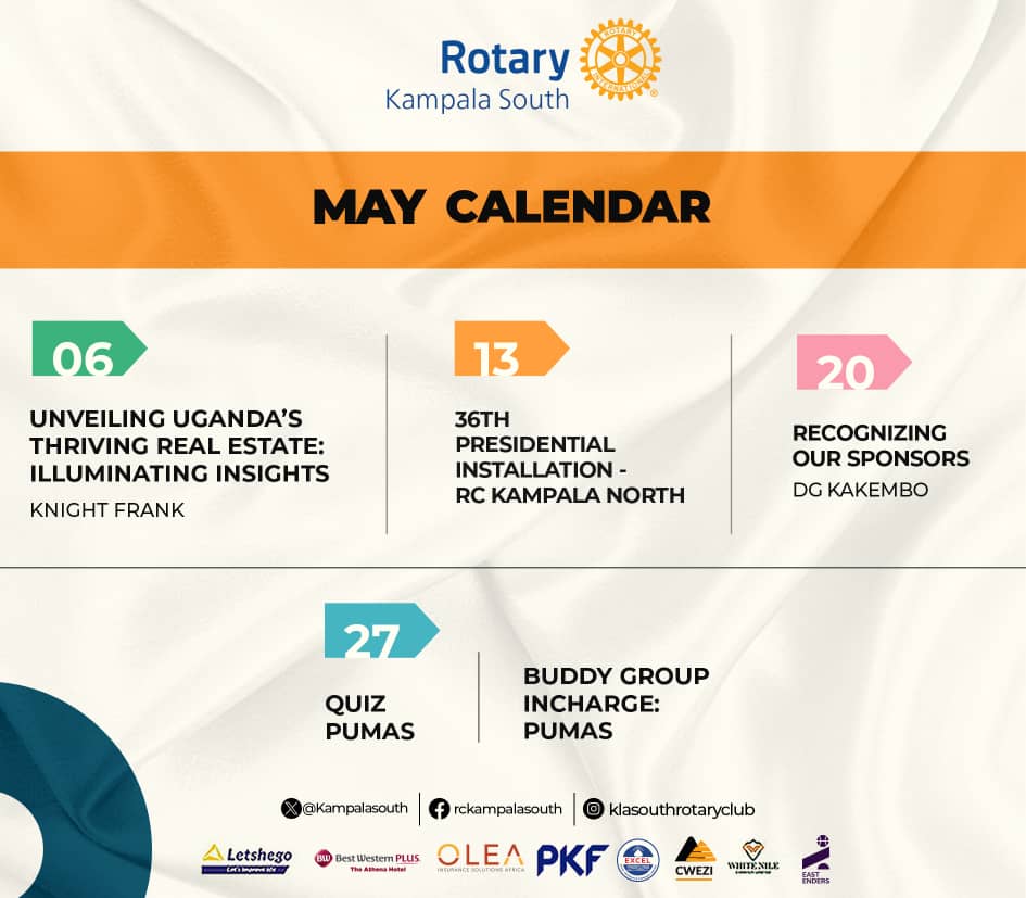 Kindly receive our May calender! Beautiful week to us all!