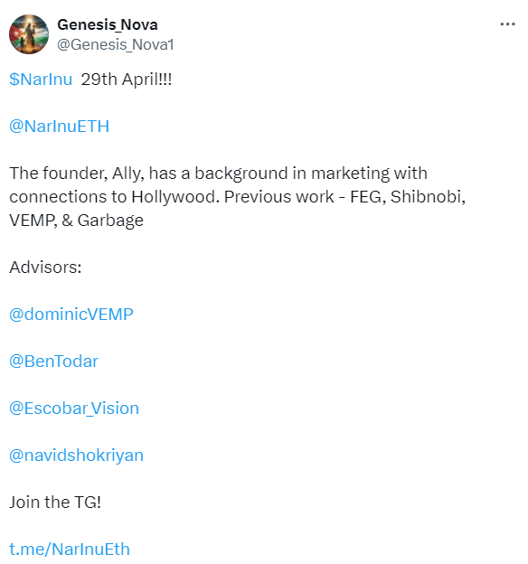 Also so promising Ally @NarInuETH  developer has been involved in scams before 😅😅😅 Shibnobi? c'mon, you should be ashamed to put that on your projects list 😅💀