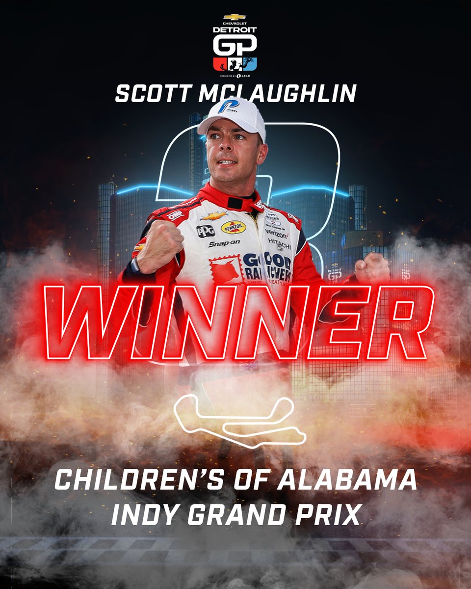 Sending congratulations to @Team_Penske driver @smclaughlin93 for capturing his second consecutive win at @BarberMotorPark, his first victory of the season and his fifth career @IndyCar victory. 

#WeDriveDetroit // #INDYBHM // #INDYCAR // #TeamChevy