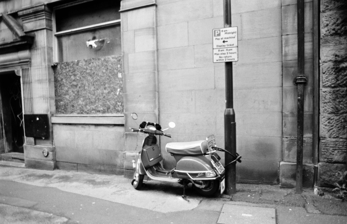 'No return for 2 hours ' Scooter scene in BD1 #blackandwhitephotography #filmphotography #streetphotography #Bradford |@appertunity @jpdewhirst @carl_thompson70