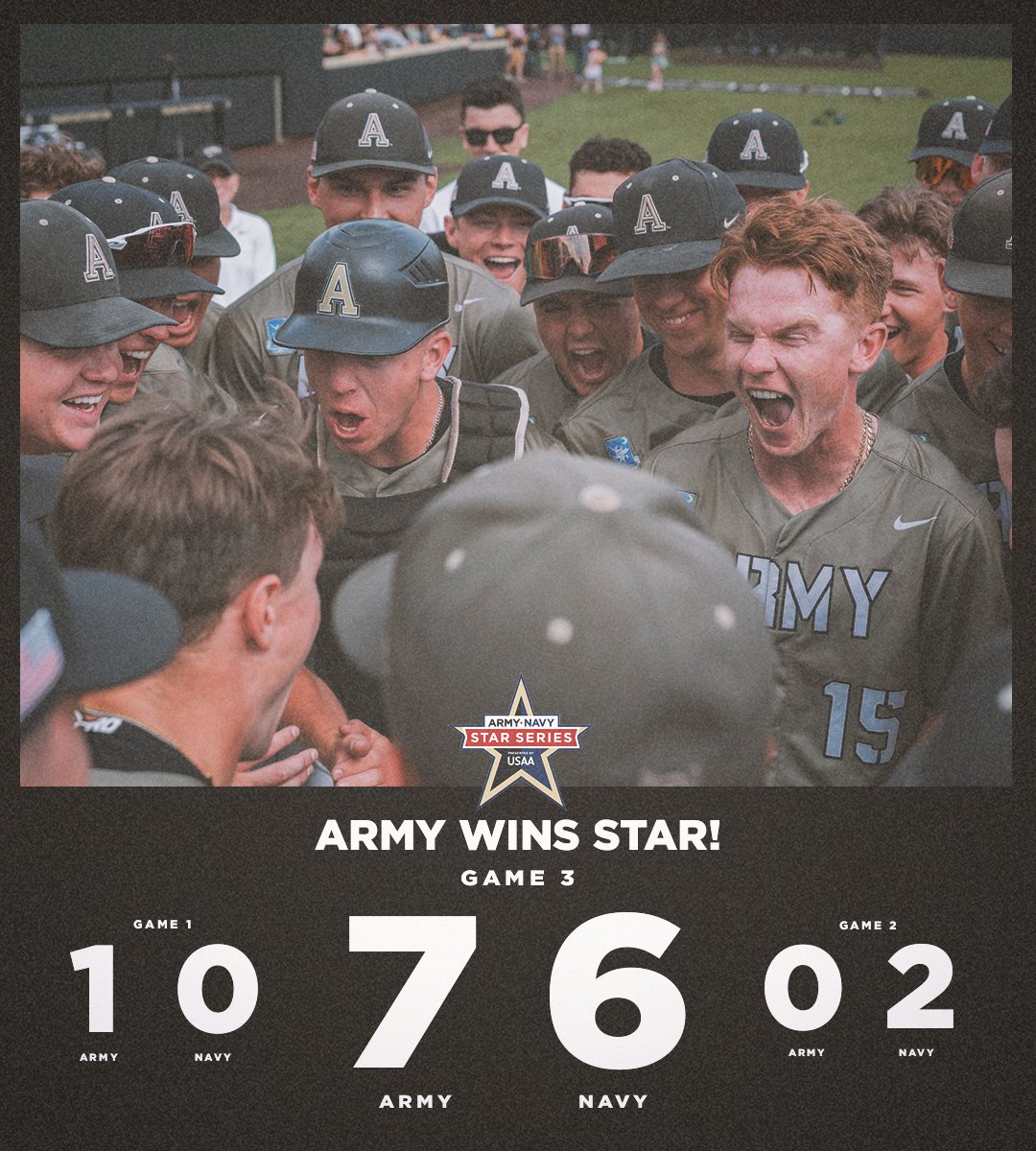 .@ArmyWP_Baseball walks it off to take the ⭐️! What a weekend series between the Mids and Black Knights 👏👏👏 #ArmyNavy