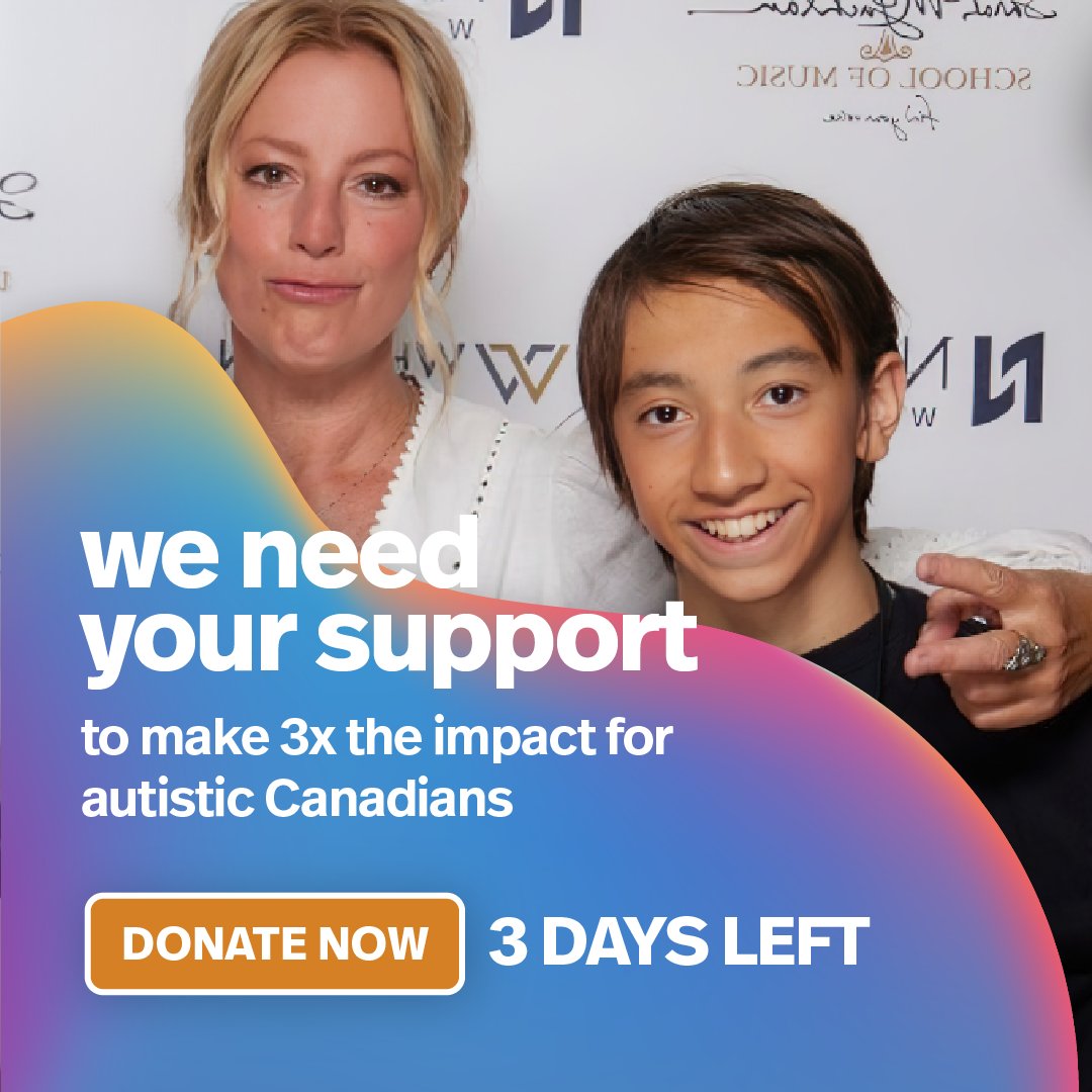 Your gift will be TRIPLED, up to $50,000! Donate generously, your gift helps create an inclusive Canada where autistic people are embraced and celebrated.This World Autism Month, we need you to be fearless and stand with us alongside the autism community. autismspeaks.ca/donate