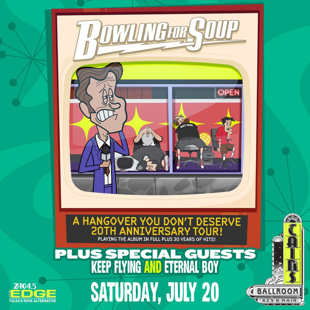 🎶 Don't miss out on an unforgettable night with Bowling For Soup at @CainsBallroom on July 20th, presented by The Edge! 🤩 Secure your tickets now before they're gone! 🎟️🔥 #BowlingForSoup #LiveMusic #TheEdge #CainsBallroom #GetYourTicketsNow edgetulsa.com/concerts-and-e…