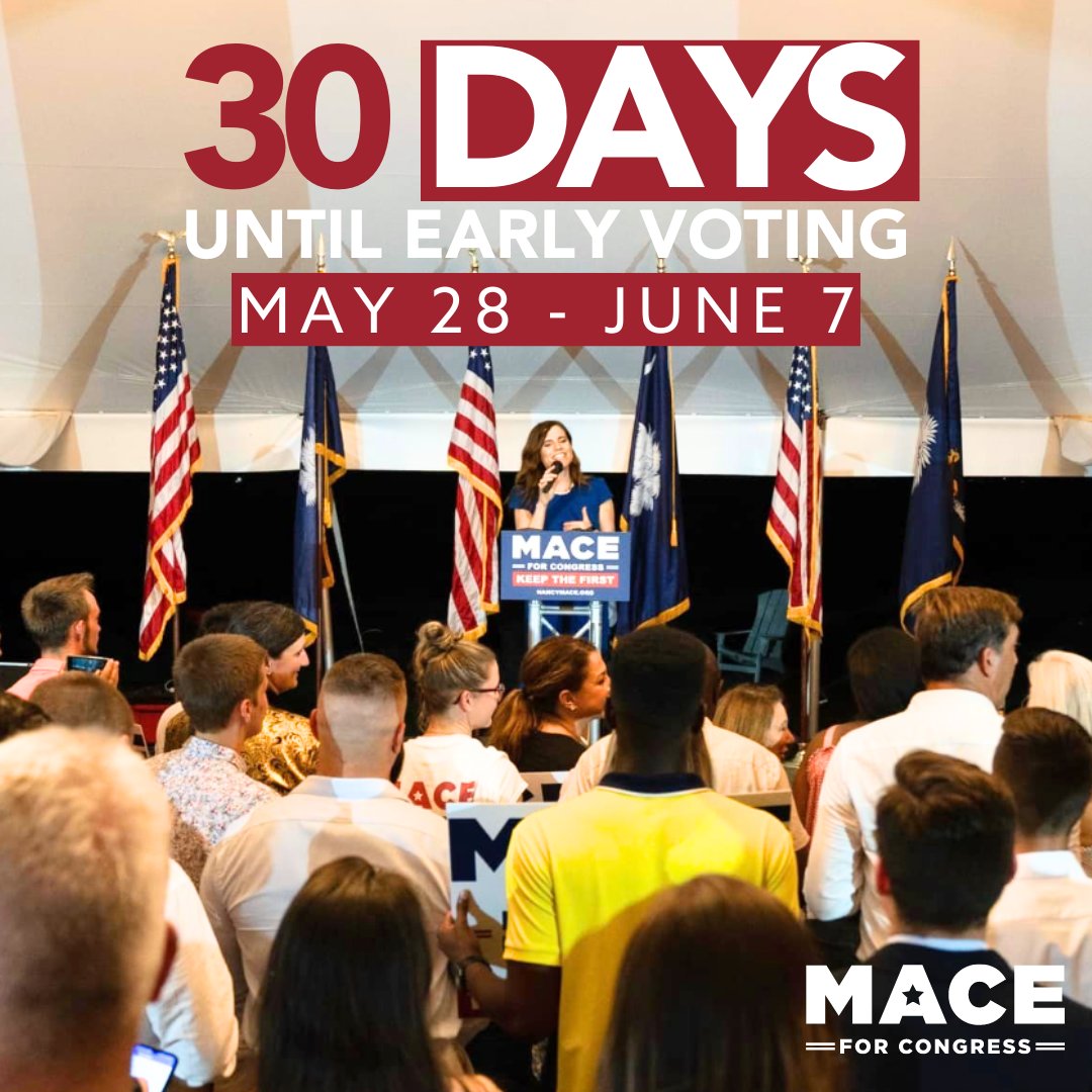 Time to break out the Yard Signs - we're 30 days away from the start of early voting! Get yours 👇🏼 nancymace.org/get-involved/b…