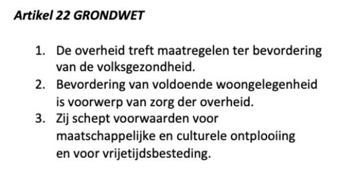 @SOSZaanstreek @KShithol @Schiphol @KLM @MinIenW @GemZaanstad @SchipholWatch @AirFranceKLM Tijd voor grote opwaardering van de #socialegrondrechten, die er in de grondwet maar wat bij hangen. Hier: art. 22 lid 2 Grondwet. 1) Art 22 pas!! 2) opeengepropt in één artikel: zorg, gezondheid, wonen, cultuur en vrijetijdsbesteding. 3) formulering zo zacht als boter.