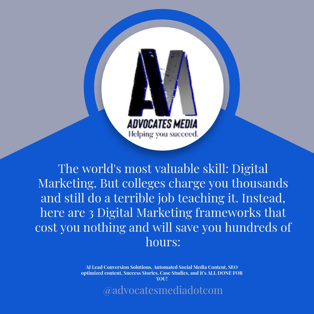 Want to conquer the digital world? 🌐 Dive into these free frameworks and watch your skills soar! 🚀 Share your thoughts or tag a friend who needs to see this! #DigitalMarketing #OnlineStrategies #MarketingTrends #AIsolutionsforhomeservices, #ContentAutomation,