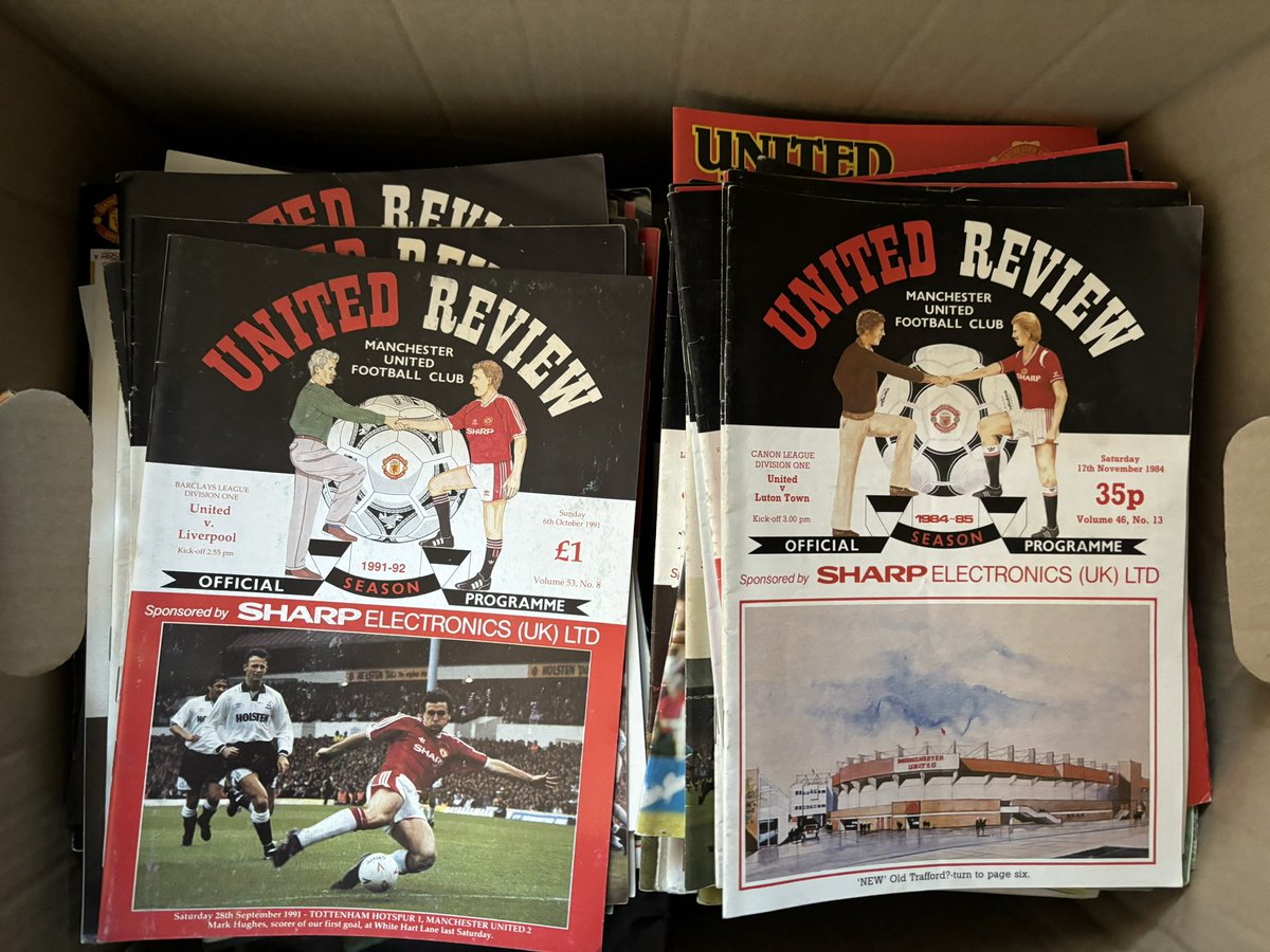 160+ All Different Manchester United Home Programmes 1980s to 2000s in 1 Box. £20 for all 160 including DPD Shop To Shop Delivery within UK or £15 collection from Lymm, Cheshire
