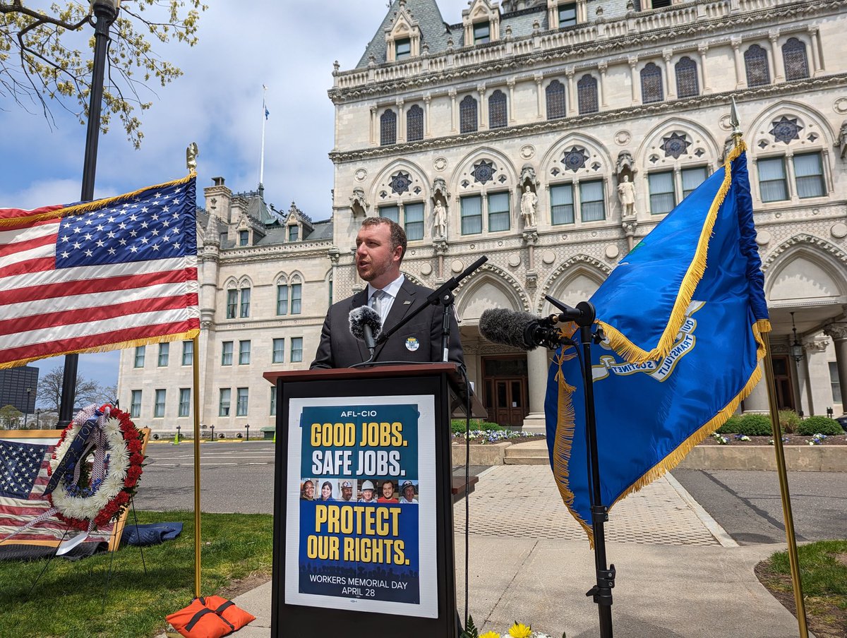 CT AFL-CIO President @EHawthorne3: 'We often talk about improving a worker’s pay, pension & health care. But none of that matters if they don’t make it home safely at the end of the day.' #WorkersMemorialDay #1u