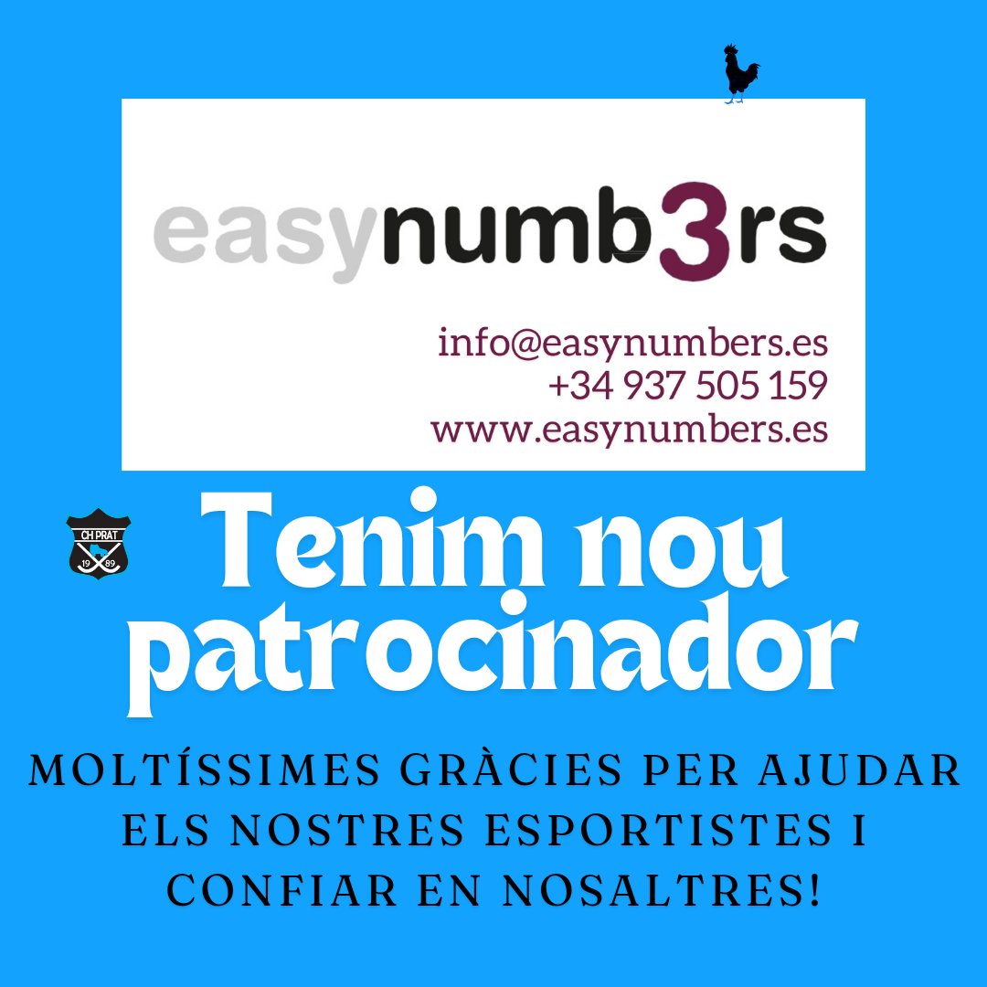 Tenim la sort de poder anunciar un nou patrocinador pel nostre club, que ens permetrà continuar creixent com entitat esportiva, volem agrair el suport al nostre esport i els nostres esportistes a Easynumb3rs i esperem poder col·laborar plegats durant molts anys!
Mil Gràcies!