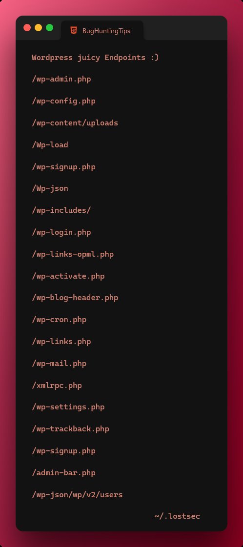 Wordpress endpoints by @coffinxp7 

#bugbountytips #bugbounty
