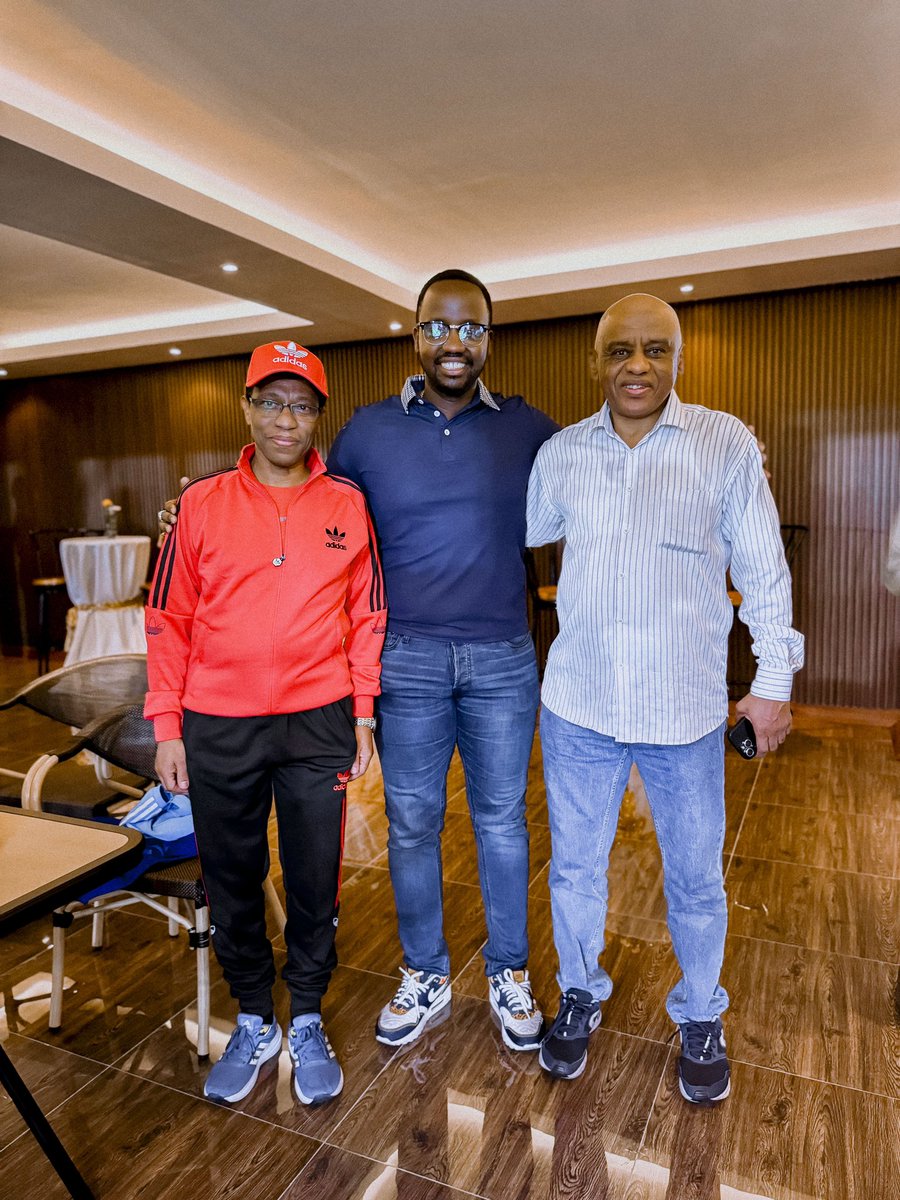 Exciting moment in Kigali Universe as @coachgaelk warmly welcomes ambassadors from Libya Mr Ibrahim Sidi and Mr Khaled Musa of the Republic of Sudan!