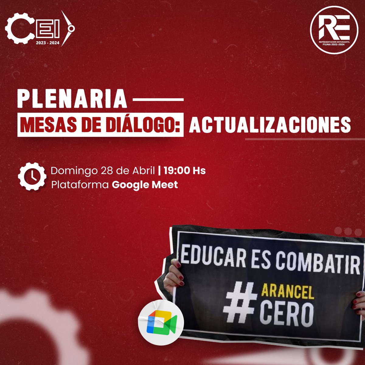🗣️ Plenaria - Mesas de Diálogo: Actualizaciones

Hoy domingo a las 19hs tendremos una plenaria informativa sobre actualizaciones de los últimos acontecimientos 🙌🏻 

Estaremos pasando el link minutos antes de la plenaria📌