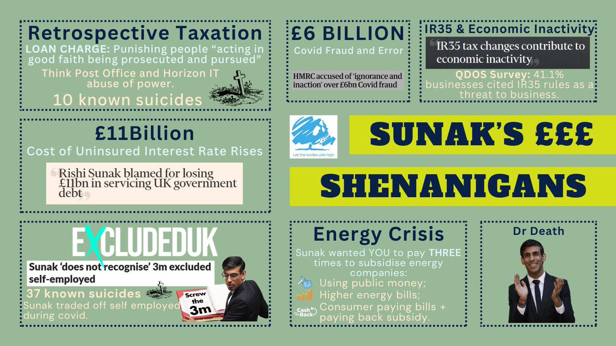 @ConsPost @RishiSunak Come on #SunakOut, call the #GeneralElectionNow.

#LoanCharge #IR35 #ExcludedUK #ToryCostOfGreedCrisis #DrDeath