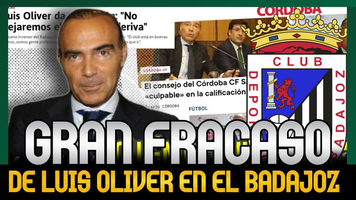 v21velasco's tweet photo. El CD Badajoz desciende a Tercera RFEF.

A su llegada, Luis Oliver se reía de perder la eliminatoria ante el Amorebieta, "un club de amigos".

Luego prometió subirlos a 2ª en un plazo máximo de 3 años. No lo cumplirá tampoco, los hunde en 5ª categoría.

▶️ https://t.co/OvzxNZtOU8 https://t.co/ouc5YRbEyz
