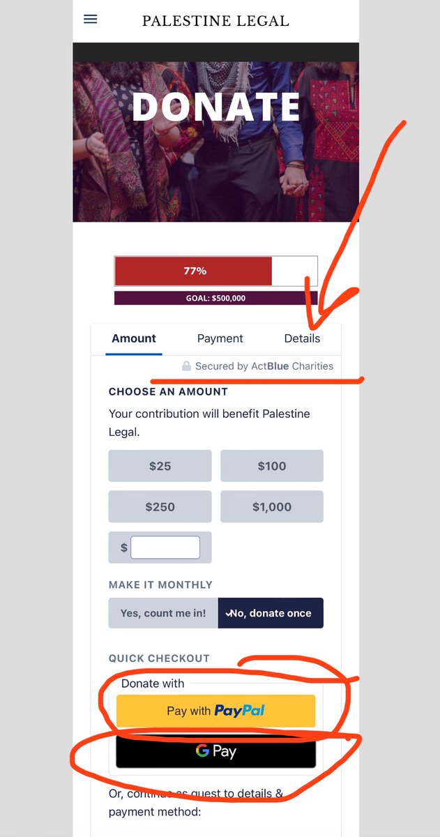 Democrat fundraising platform Act Blue @actblue — used by all Democrat candidates including Biden — continues to process donations for the Hamas campus jihadis ‘legal funds.’

@paypal and @GooglePay also process the donations for these terrorists. 

palestinelegal.org/donate