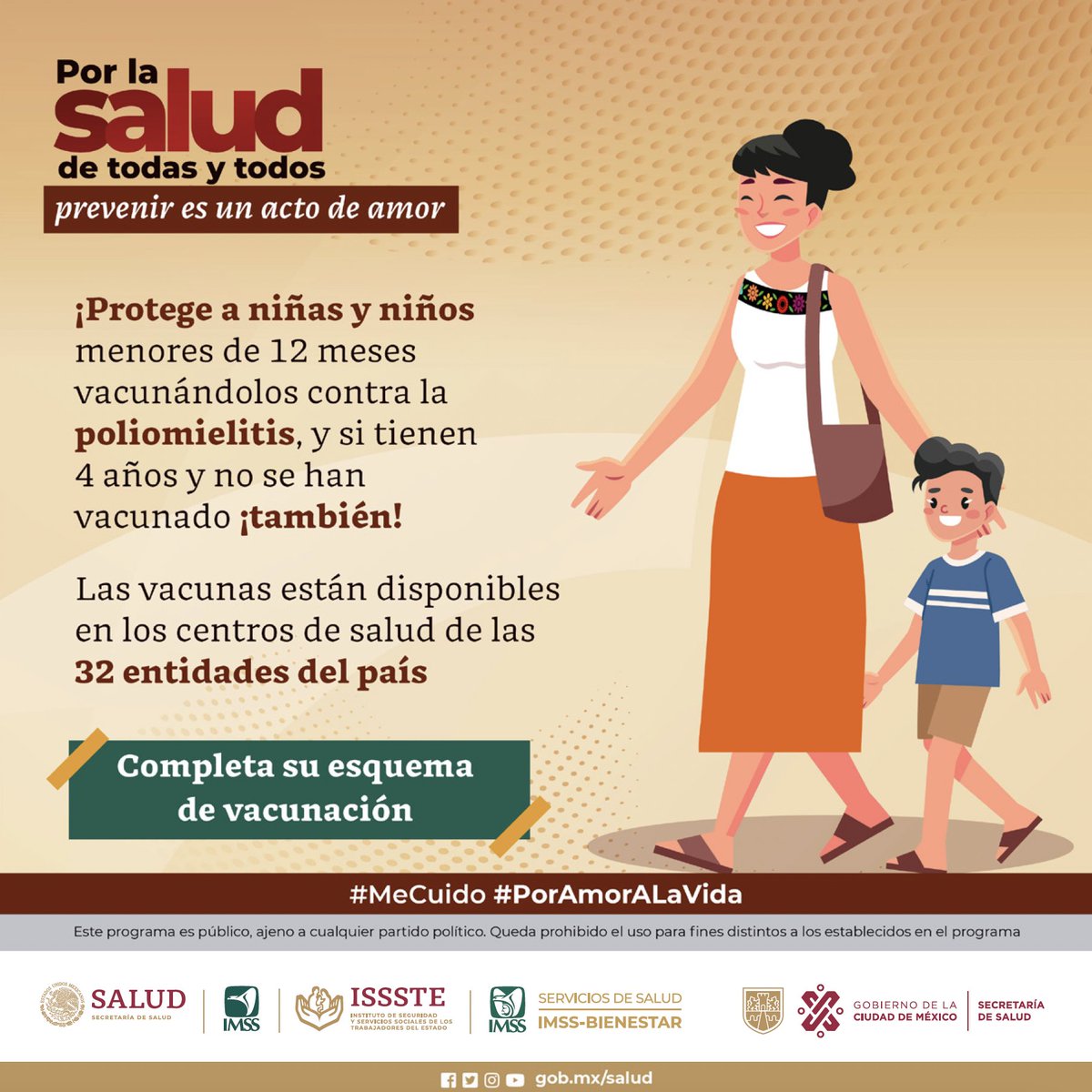 👩‍👦👨‍👧 A los padres de familia o tutores les invitamos a que acudan a los Centros de Salud para llevar a vacunar a niñas y niños, ¡no olvides la Cartilla Nacional de Salud!👧🏽👦🏽💉 ➡️Contra la poliomielitis, sarampión, rubéola, paperas, entre otras enfermedades. 🏥 Ubica la unidad…