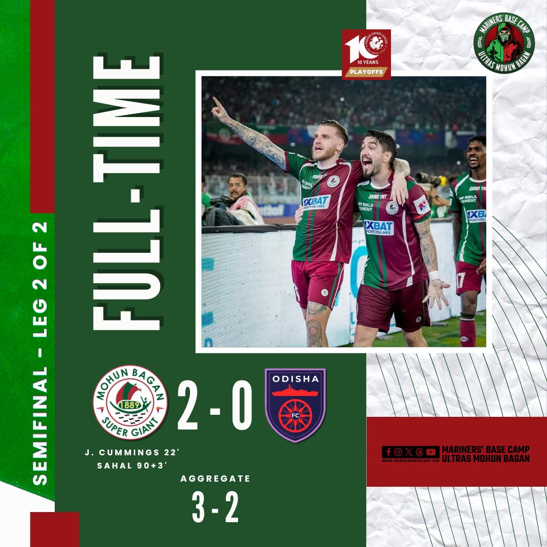 We're Mohun Bagan 🟢🔴
And we're aiming for the Triple 👑

.... Into the Final‼️🤫

#JoyMohunBagan #MarinersBaseCamp #UltrasMohunBagan #ISL10 #UltrasLife #UltrasMentality