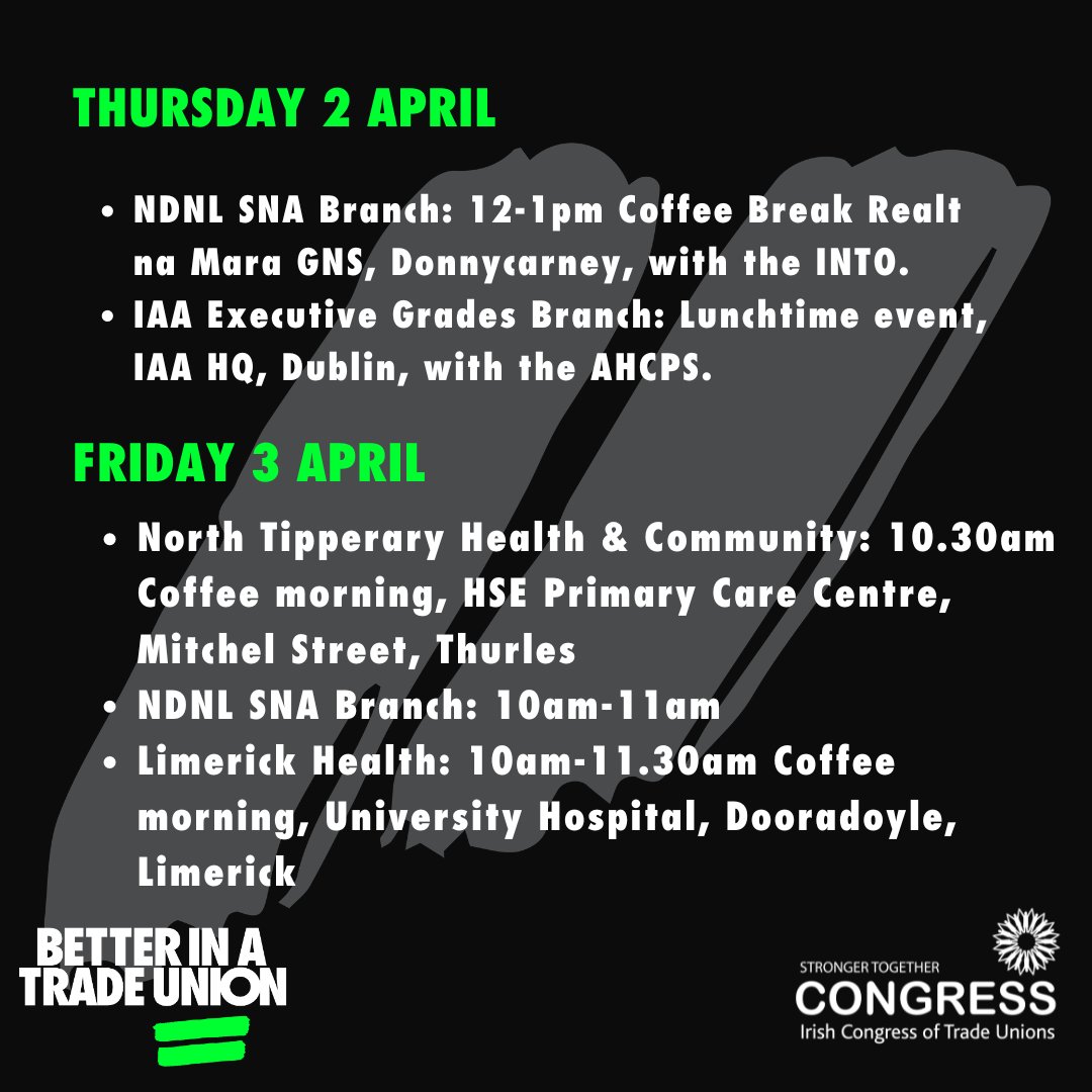 Better in a Trade Union (@betterinaunion) on Twitter photo Join <a href="/forsa_union_ie/">Fórsa trade union</a> in celebrating #TradeUnionWeek! 🎉
From Monday to Friday, they're hosting events with members to show why we're #BetterInATradeUnion. Check out the nationwide event list and find something near you! Join <a href="/forsa_union_ie/">Fórsa trade union</a> in celebrating #TradeUnionWeek! 🎉
From Monday to Friday, they're hosting events with members to show why we're #BetterInATradeUnion. Check out the nationwide event list and find something near you!