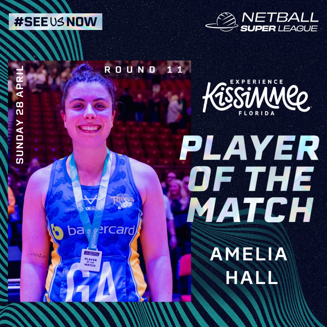 @RhinosNetballSL @fdarena @LboroLightning @SkySports The definition of making an impact 👊 🏅 Entering the game at half-time and shooting at 100% accuracy, congratulations to today's @Kissimmee Player of the Match @_ameliahall_. #NSL2024 l #SeeUsNow