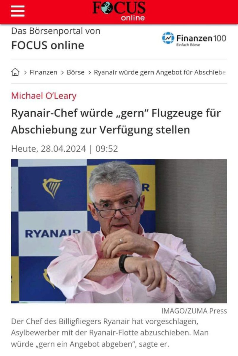 Ryanair Chef bietet Abschiebetransport von Flüchtlingen an 
😂😂😂😂