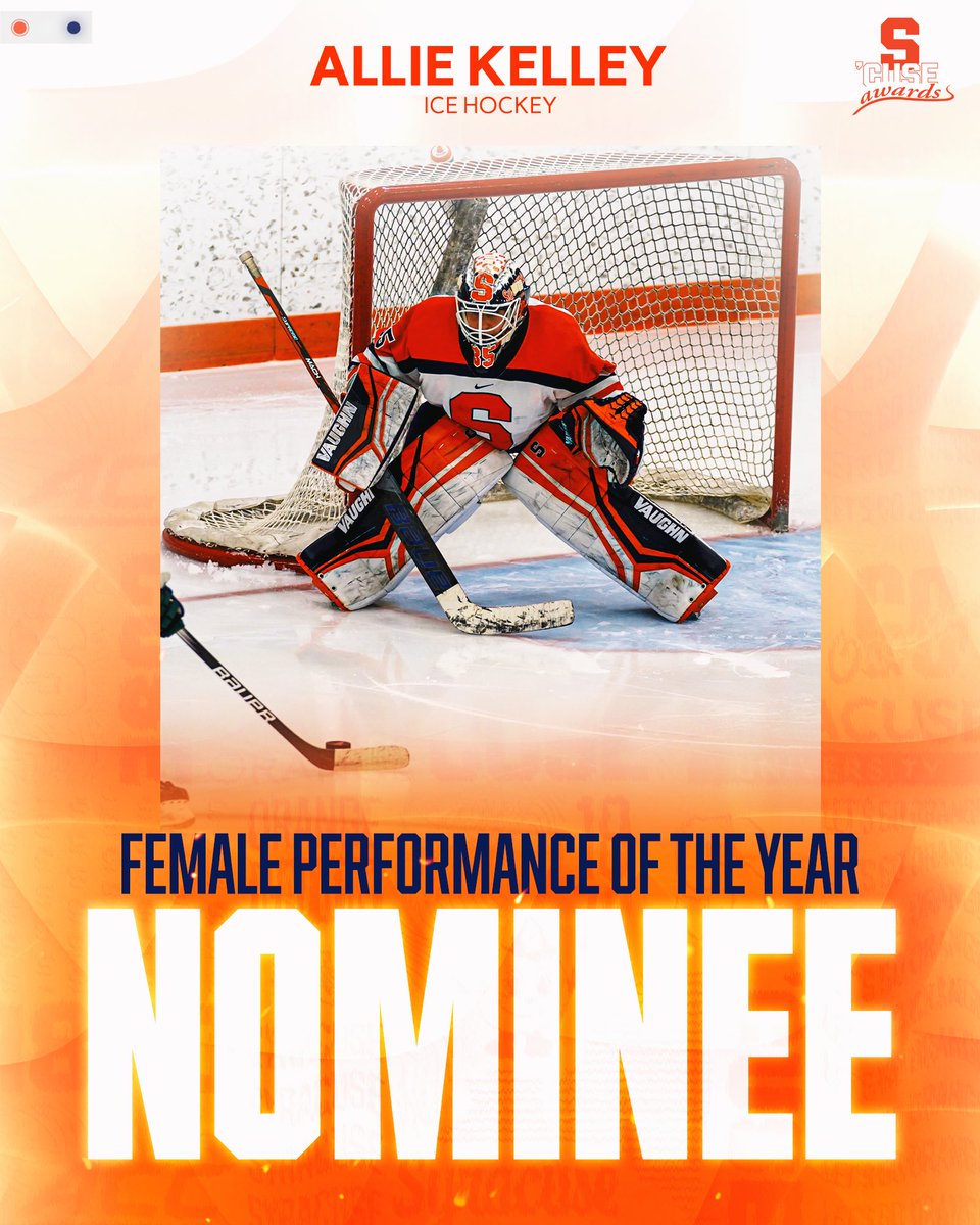 Goaltender Allie Kelley recorded 41 saves & a .976 save pct. in a 3-1 win at #15 Penn State. It was her 4th consecutive game with 40+ saves earning the nod for Performance of the Year
 
Watch the 18th annual ‘Cuse Awards April 30 on Cuse.com at 6:30 pm

#ichuSe