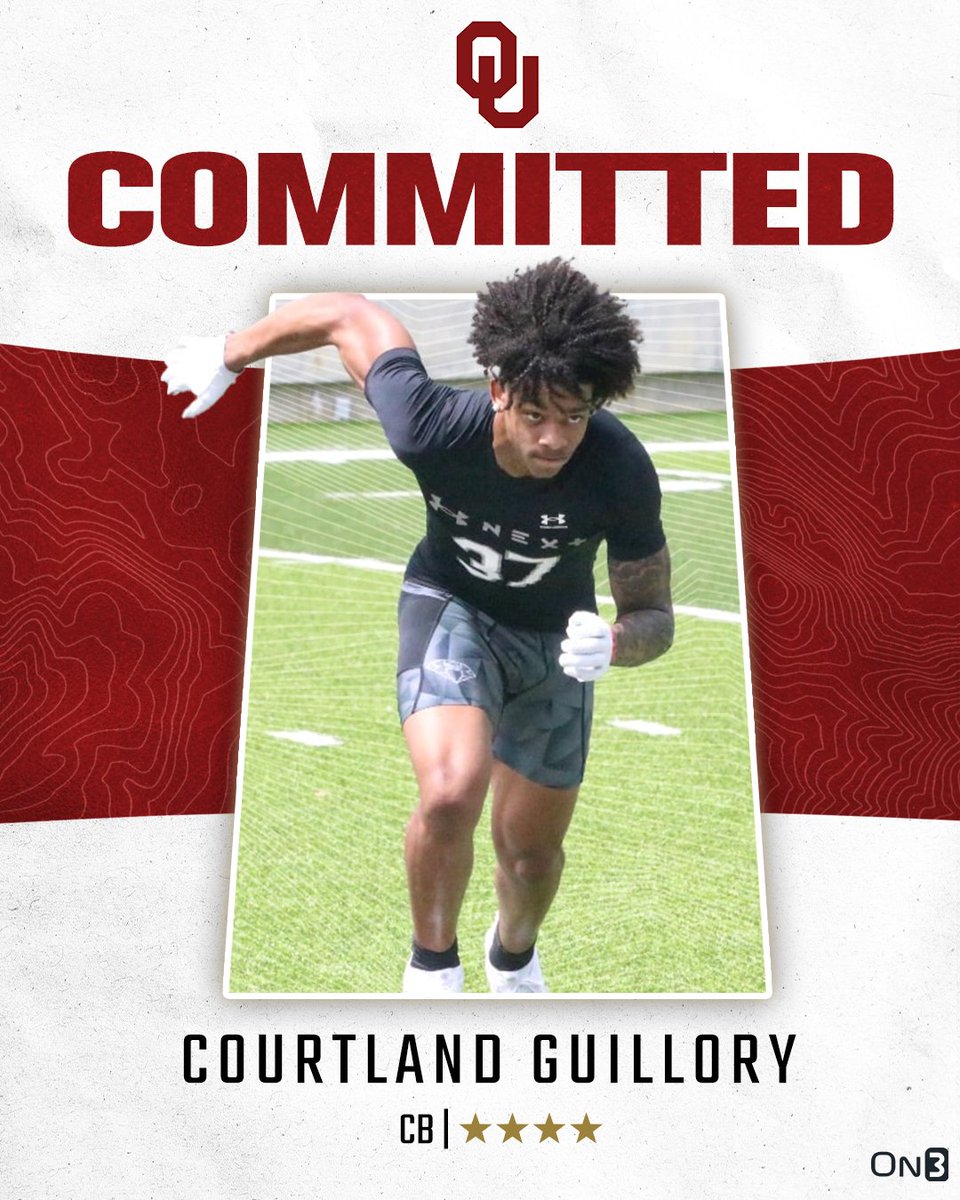 🚨BREAKING🚨 4-star CB Courtland Guillory has committed to Oklahoma⭕️ Read: on3.com/college/oklaho…