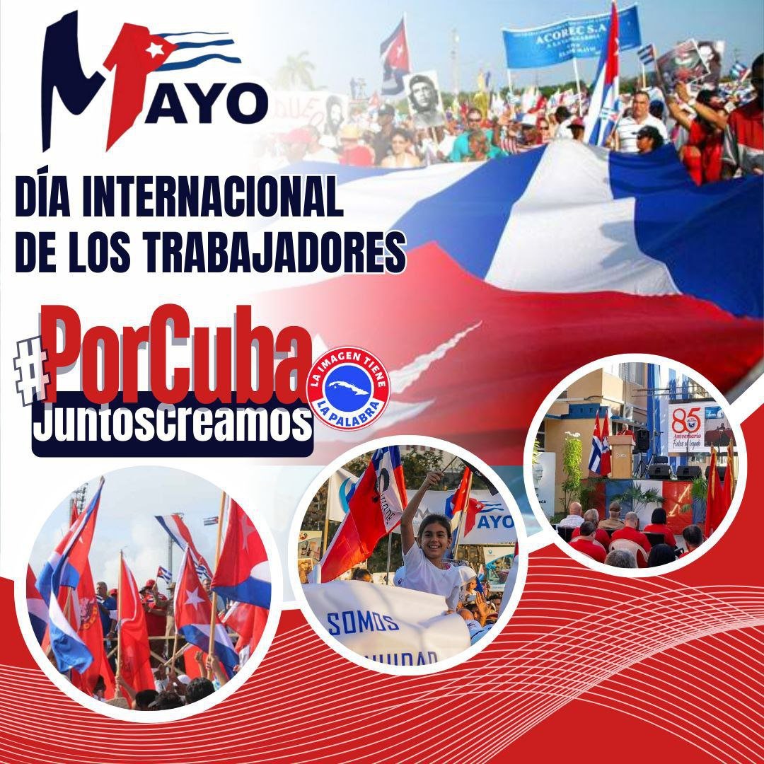 Se está acercando un día feliz para los trabajadores cubanos; para los trabajadores de otros países, la búsqueda incesante del respeto a sus derechos. Viva el Primero de Mayo 🇨🇺🇨🇺 #PorCubaJuntosCreamos #DeZurdaTeam_ 🤝🐲