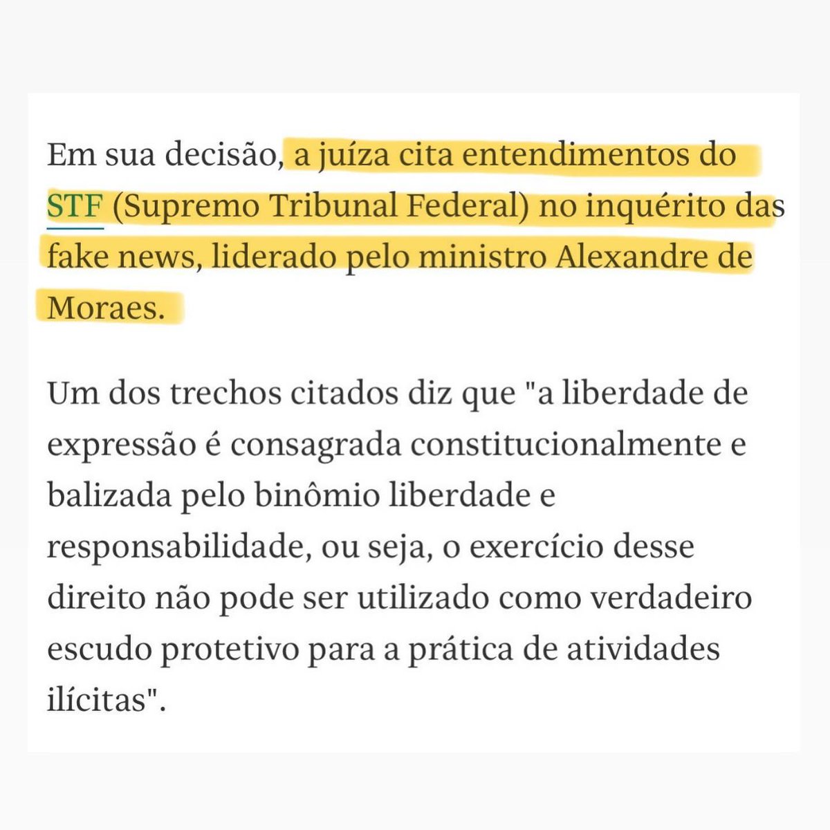 Os inquéritos ilegais e inconstitucionais estão fazendo história. A jurisprudência do STF no inquérito das fake news foi citado por uma juíza que pediu a prisão de um jornalista que “ofendeu a honra” de um promotor.

Segue o 🧵