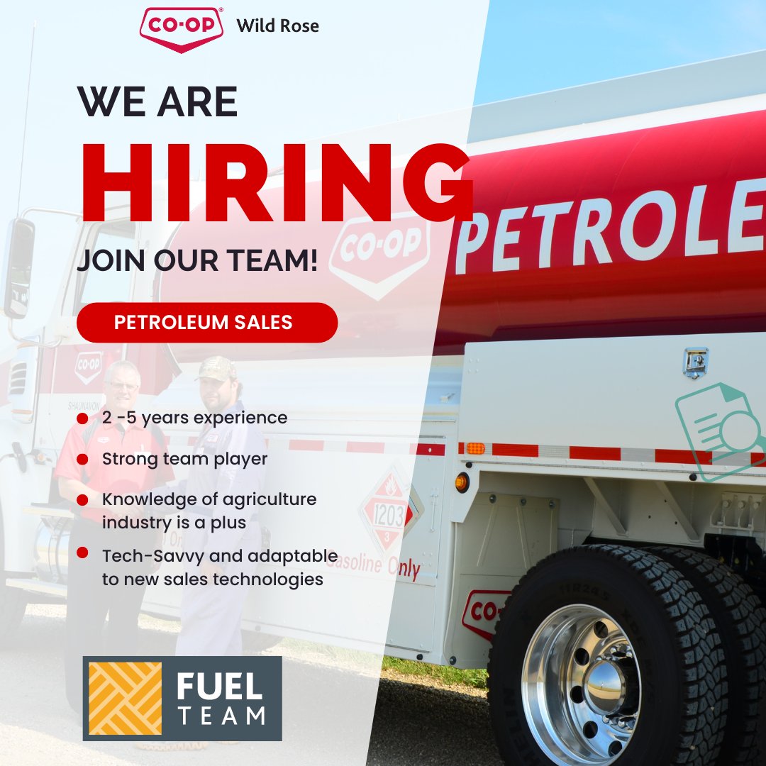 🌟 Join Our Team! 🌟 Wild Rose Co-operative Association Ltd. is seeking a dynamic Full Time Petroleum Sales Representative to join our rapidly growing team at our Killam Bulk Plant. Apply now to be part of our dedicated team! 🚚📱 wildroseco-op.crs/sites/wildrose…